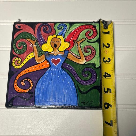 Ceramic Tile Art. Hand Painted Signed By Artist. Folk Art. Whimsical. *Read - Picture 7 of 7